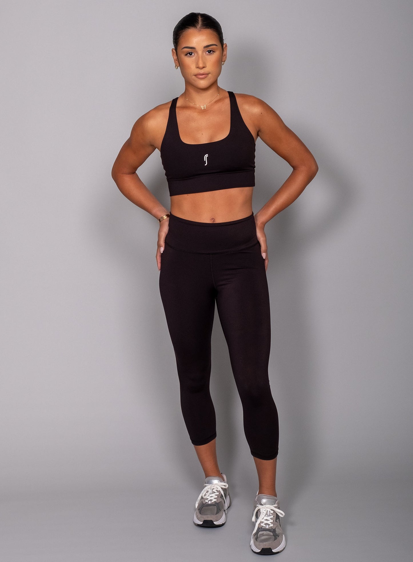 Tech cropped leggings - svartar