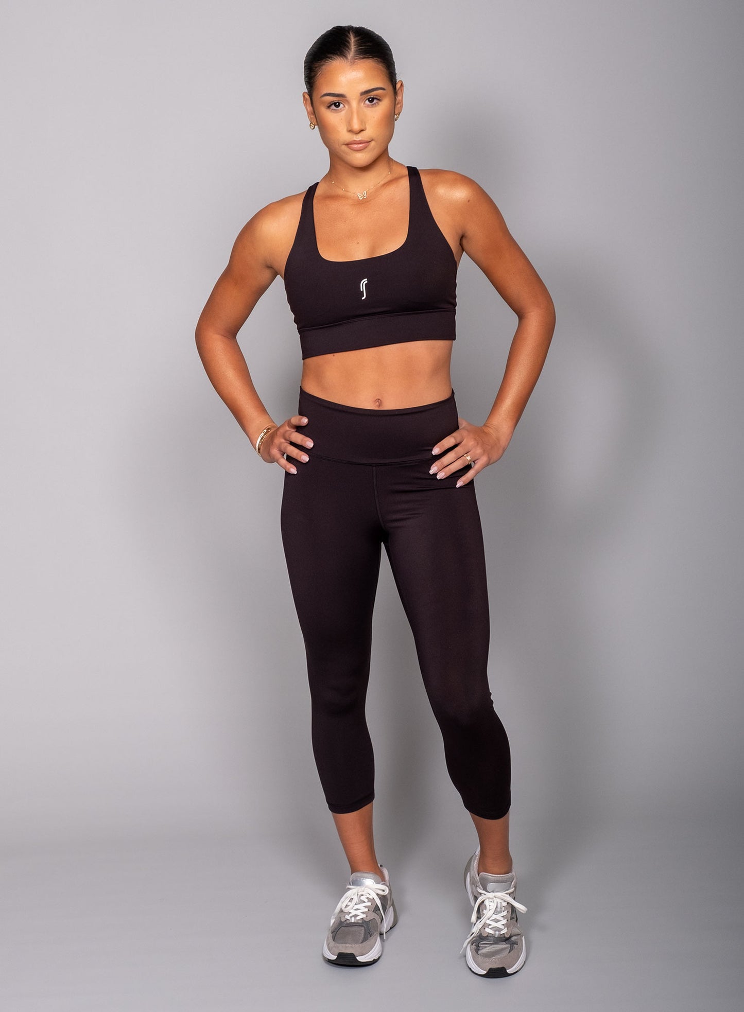 Tech cropped leggings - svartar