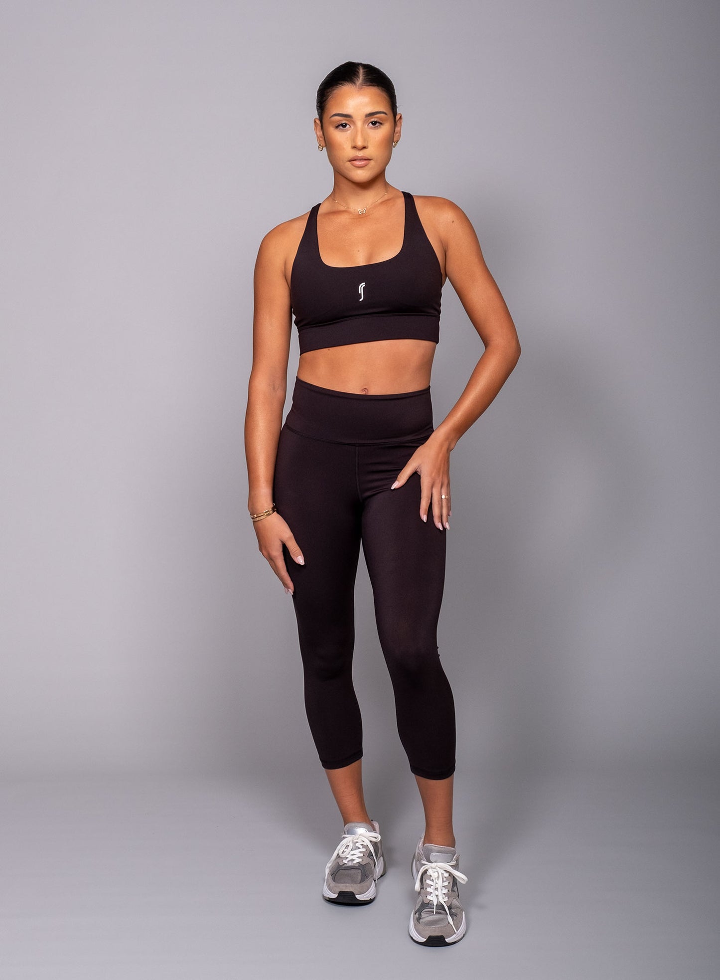 Tech cropped leggings - svartar