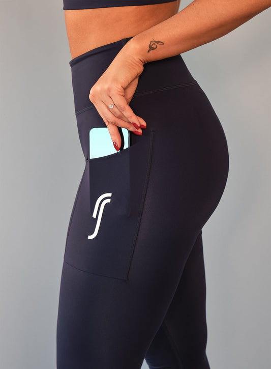 Síðbuxur með hliðarvösum - dökkbláar